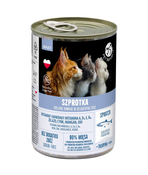 PETREPUBLIC Парчета цаца в деликатен сос - мокра храна за котки - 400 г