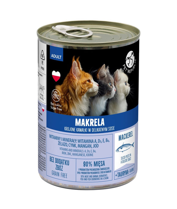 PETREPUBLIC Парчета скумрия в деликатен сос - мокра храна за котки - 400 г