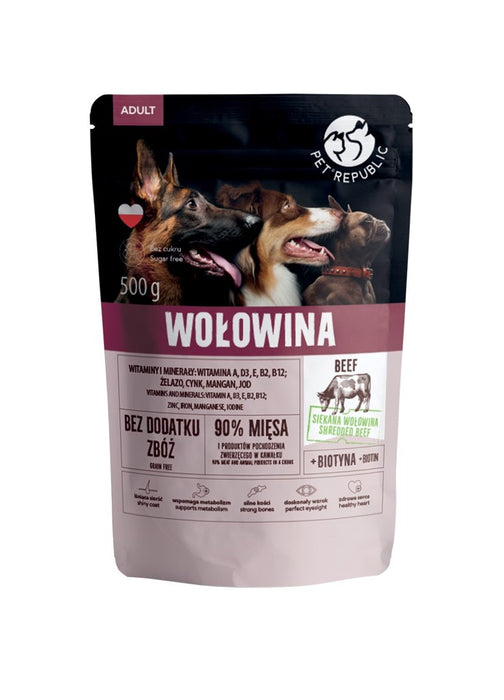 PET REPUBLIC Мокра храна за кучета за възрастни с говеждо месо - 500 г