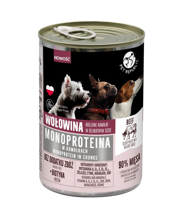 PET REPUBLIC Монопротеинова говежда храна - мокра храна за кучета - 400 г