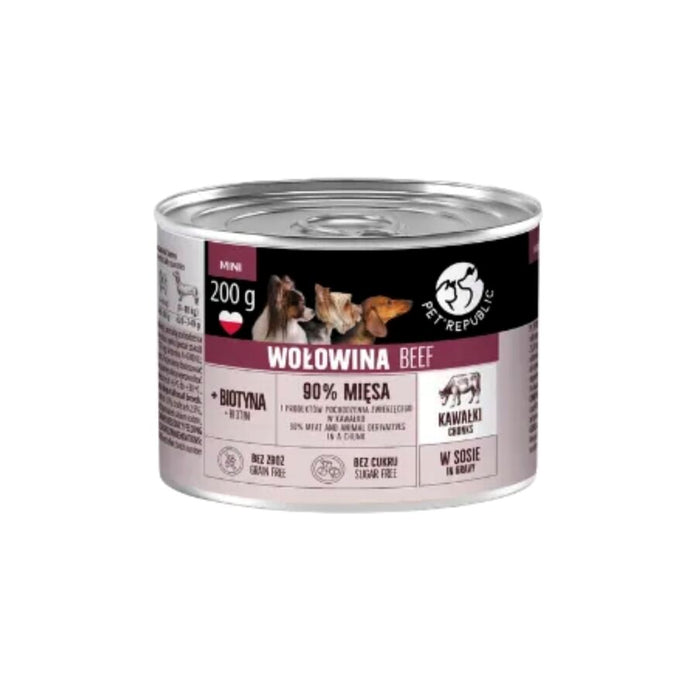 PET REPUBLIC Хапки говеждо месо в сос – мокра храна за кучета – 200 г