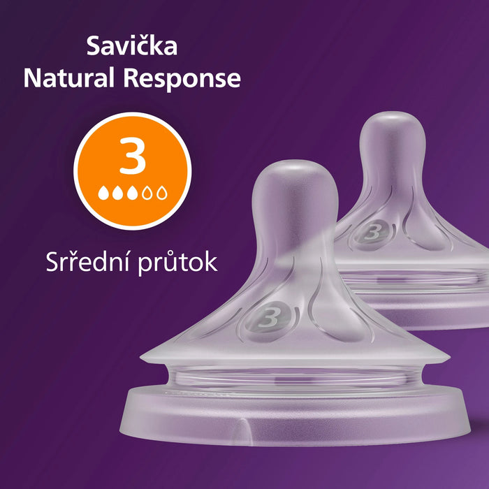 Биберони за шише Natural, поток 3, 2 бр