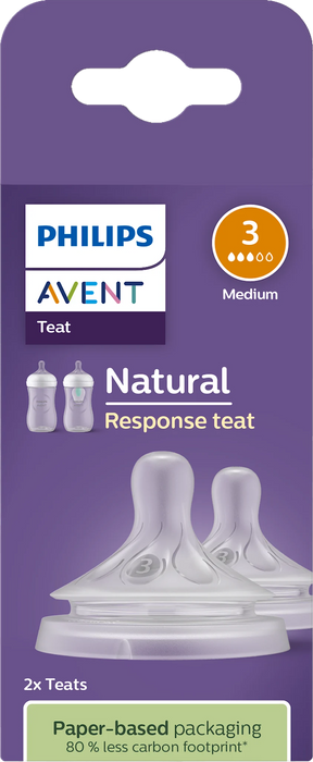Биберони за шише Natural, поток 3, 2 бр