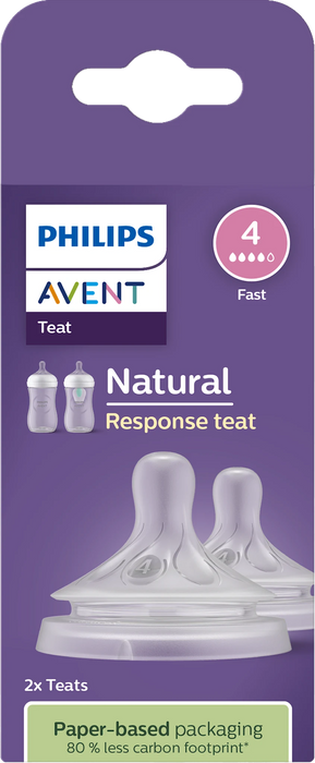 Биберони за шише Natural, поток 4, 2 бр