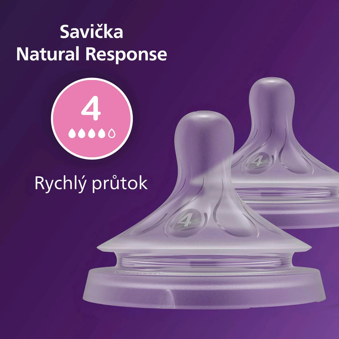 Биберони за шише Natural, поток 4, 2 бр
