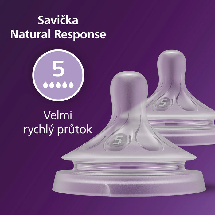 Биберони за шише Natural, поток 5, 2 бр
