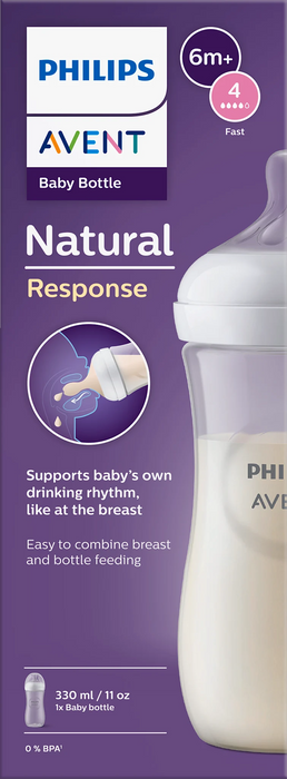 Шише за хранене с биберон Natural Response, 3+м, 330 ml