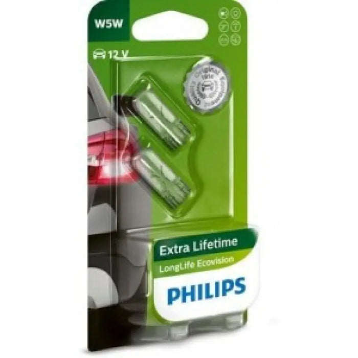 PHILIPS LONG LIFE ECOVISION W5W 3200K 5W 12V CARTON BLISTER