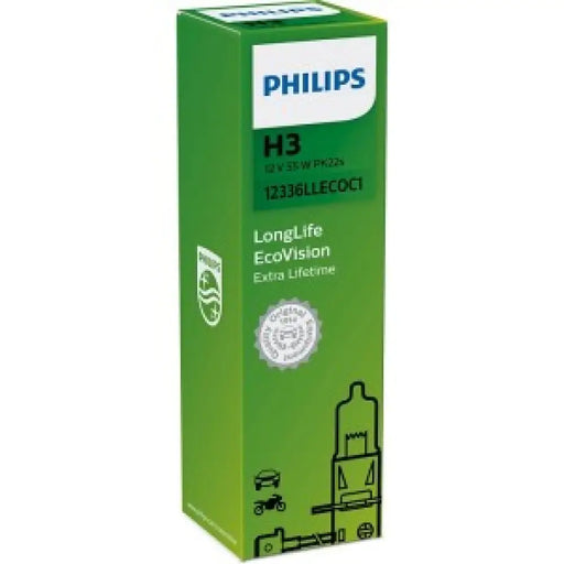 PHILIPS LONGLIFE ECOVISION H3 3200K 55W 12V CARTON BLISTER