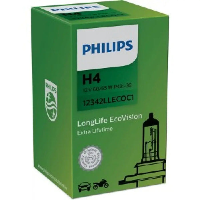 PHILIPS LONGLIFE ECOVISION H4 3200K 55W/60W 12V CARTON BOX