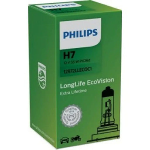PHILIPS LONGLIFE ECOVISION H7 3200K 55W 12V CARTON BOX 1 PCS