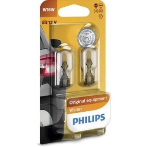 PHILIPS VISION W16W 3200K 16W 12V CARTON BLISTER X2 PCS