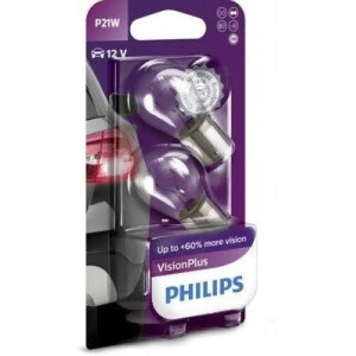 PHILIPS VISIONPLUS P21W 3400K 21W 12V CARTON BLISTER X2 PCS