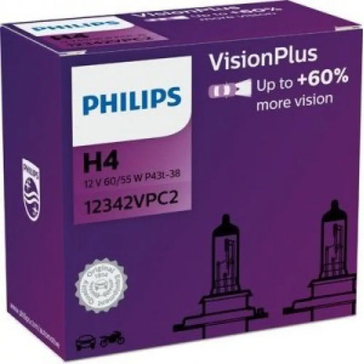 PHILIPS VISONPLUS PLUS 60% H4 3600K 55W/60W 12V CARTON BOX