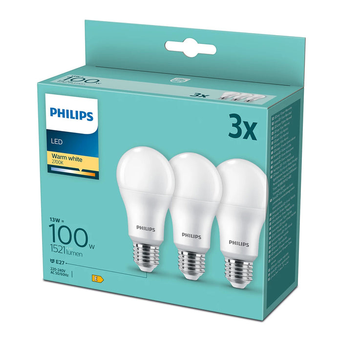 LED КРУШКА PHILIPS E27 13W 2700K 3 БРОЯ