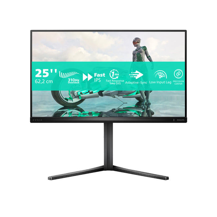 Монитор PHILIPS Evnia 25M2N3200U/00 0.283 мм, 178º/178º, IPS, 24.5 ", 62.2 см, 1920x1080, 310.00 Hz, 1.00 ms, HDMI, DisplayPort, ТЪМНОСИВО