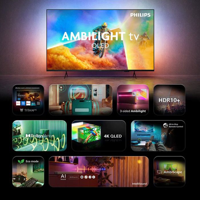 Телевизор PHILIPS 65PQS8501/12, 65"(164 см), QLED 4K, Ambilight TV, Titan OS