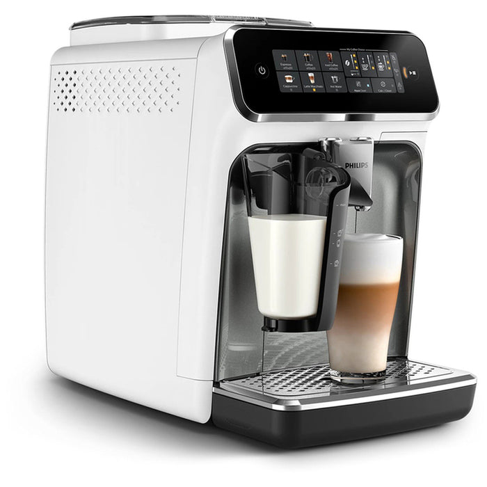 Кафеавтомат PHILIPS LatteGO EP3343/70 SilentBrew технология 1800.00 ml, АВТОМАТИЧНА КАПУЧИНО СИСТЕМА, 15.00 bar, ОПЦИЯ ЗА МЛЯНО КАФЕ, БЯЛ