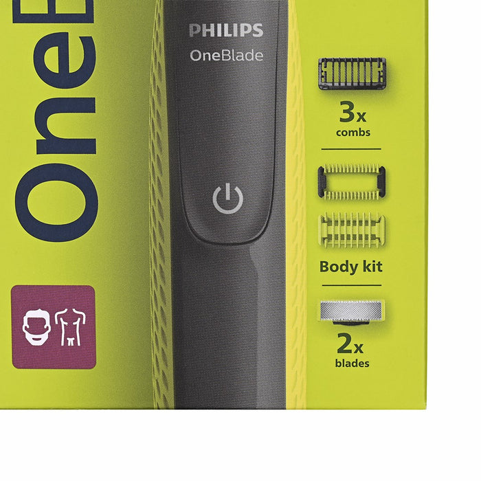 Philips Norelco OneBlade QP2824/10 мъжка самобръсначка Самобръсначка с фолио Тример Сив, Лайм