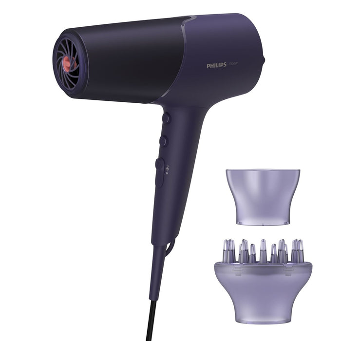 PHILIPS Hair dryer 2300W Series 5000 ThermoShield technology ion care 6 levels color purple 