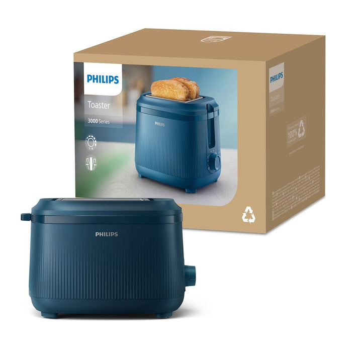 Тостер Philips 3000 series HD2511/70, 8 бр., 2 филии, 830 W, син