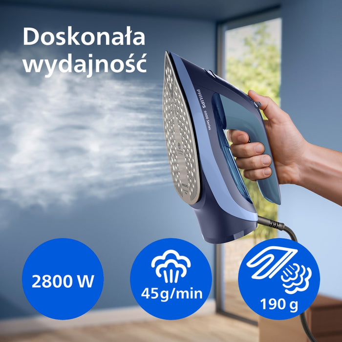 Ютия Philips 6000 series DST6120/20 Парна ютия Плоча SteamGlide Plus 2600 W Синя