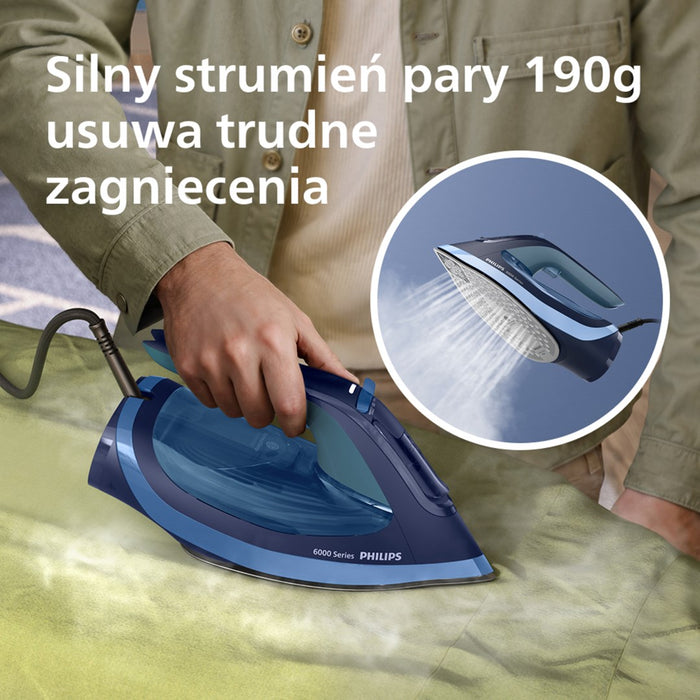 Ютия Philips 6000 series DST6120/20 Парна ютия Плоча SteamGlide Plus 2600 W Синя