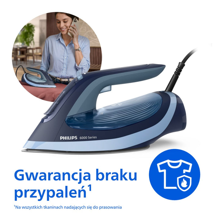 Ютия Philips 6000 series DST6120/20 Парна ютия Плоча SteamGlide Plus 2600 W Синя