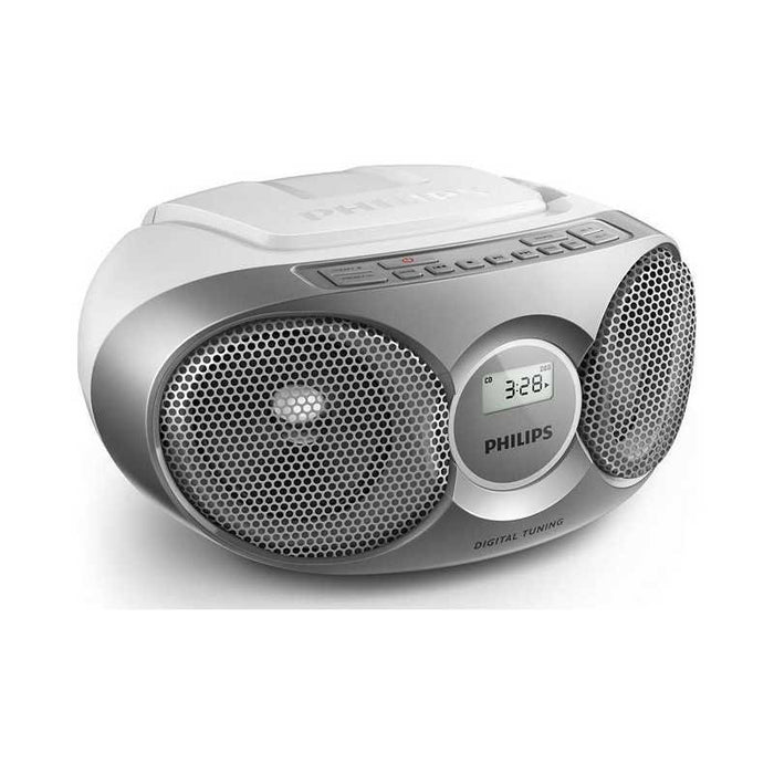 Philips CD плейър, радио (динамично усилване на басите, FM стерео тунер, функция за разбъркване/повтаряне на CD, програмируем CD с 20 песни, 3,5-мм аудио вход