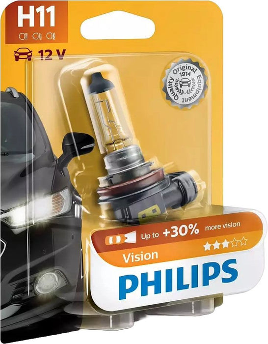 Автомобилна крушка Philips - H11, Vision +30% more light, 12V, 55W, PGJ19-2