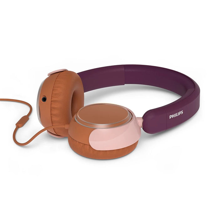 Детски Bluetooth слушалки PHILIPS максимална сила на звука, ограничена до 85 dB магента лилаво