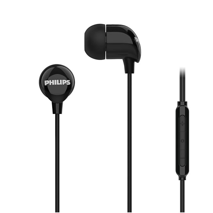 Слушалки за поставяне в ушите PHILIPS с микрофон 8,6 мм драйвери черни