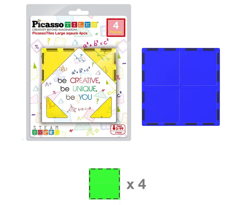 Конструктор допълнение Picasso Tiles - Големи квадрати, 4 части