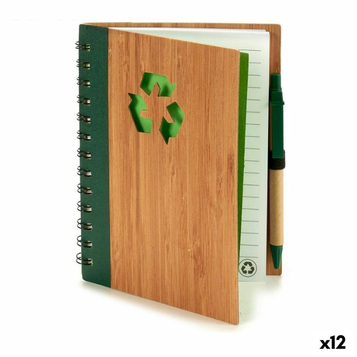 Тефтер със Спирала и Химикал Pincello 1 x 18 x 14 cm Бамбук (12 броя)