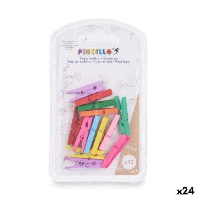 Клипси Pincello Многоцветен Дървен Малът (24 броя)