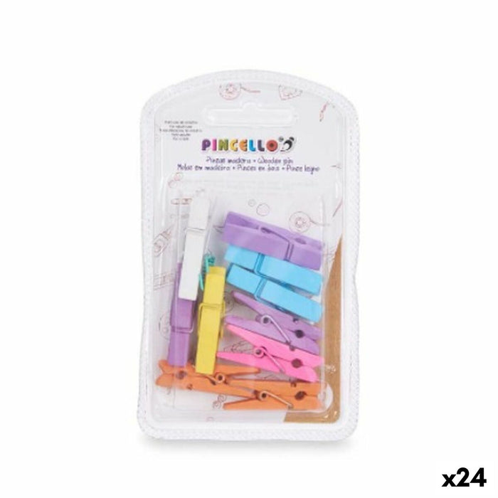 Клипси Pincello Многоцветен Дървен Среда (24 броя)
