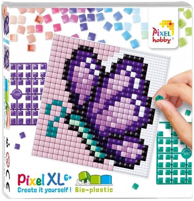 Креативен комплект с пиксели Pixelhobby - XL, Лилава пеперуда
