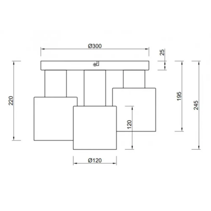 ПЛАФОН AGUDO TRIO 3X E27 МЕТАЛ 3 ЦВЯТА