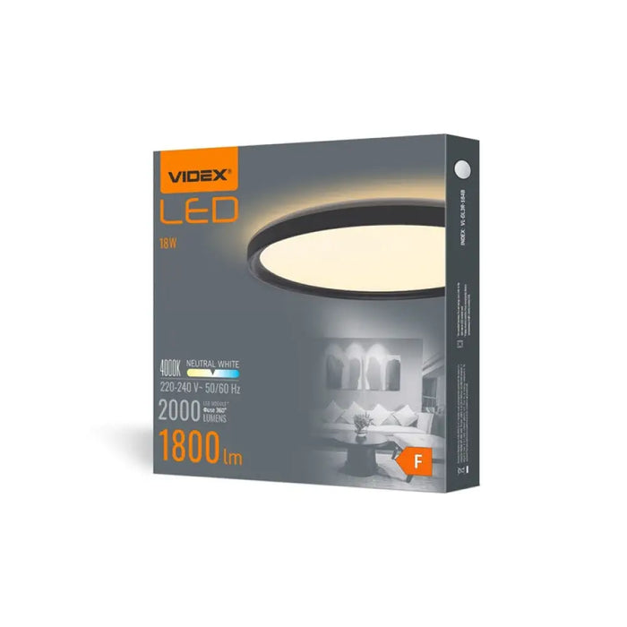 ПЛАФОНИЕРА КРЪГ VL-DL3R-184B 18W/4K/BK VIDEX
