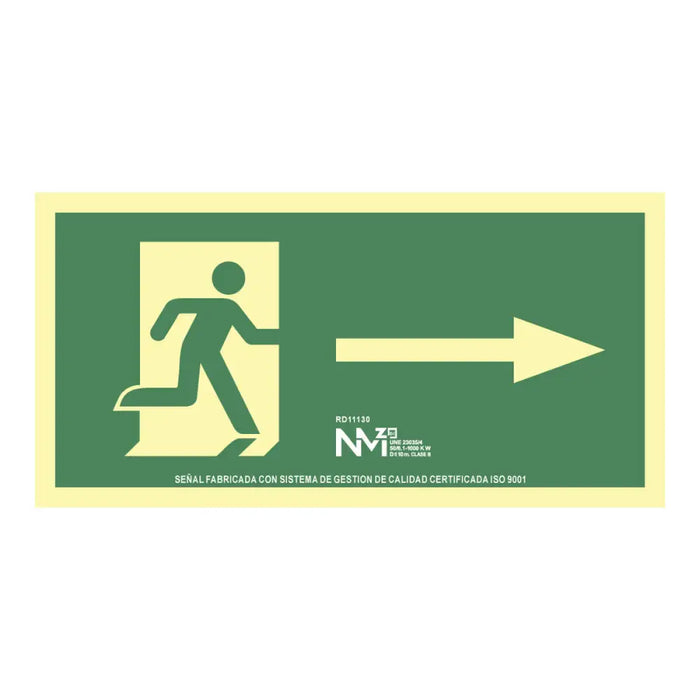 Плакат Normaluz Evacuación flecha derecha PVC 32 x 16 cm