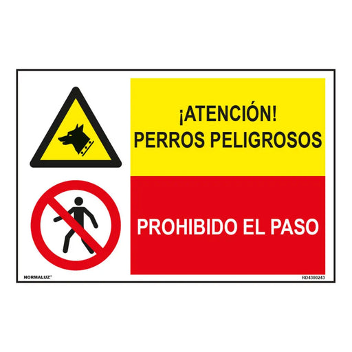 Плакат Normaluz Perros Peligrosos / Prohibido El Paso 60 x