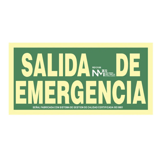 Плакат Normaluz Salida de emergencia PVC 30 x 15 cm