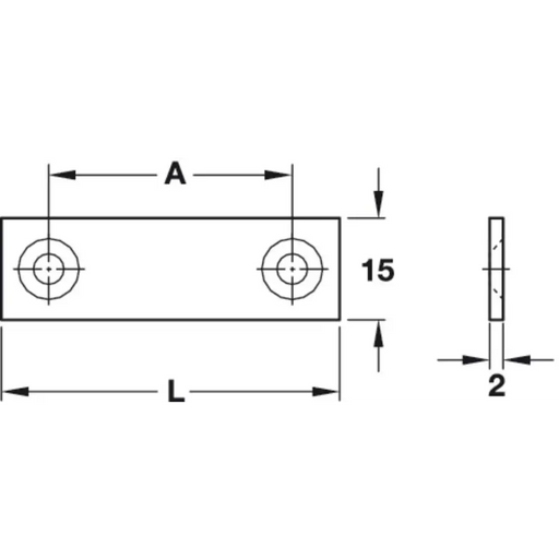 ПЛАНКА ПРАВА С 2 ОТВОРА ЗА ВИНТОВЕ 70MM