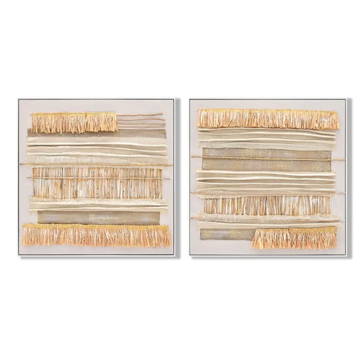 Пластно Home ESPRIT Бежов Естествен Boho 82 x 4,5 x 82 cm