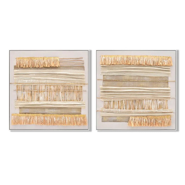 Пластно Home ESPRIT Бежов Естествен Boho 82 x 4,5 x 82 cm