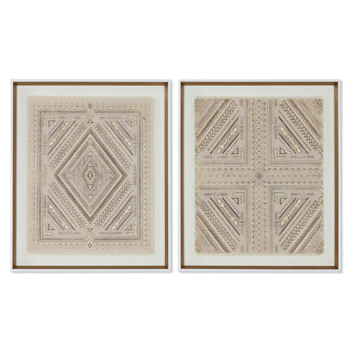 Пластно Home ESPRIT Бял Естествен Boho 50 x 3,8 x 60 cm (2