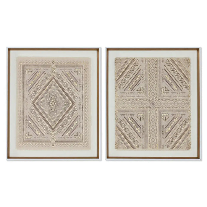 Пластно Home ESPRIT Бял Естествен Boho 50 x 3,8 x 60 cm (2