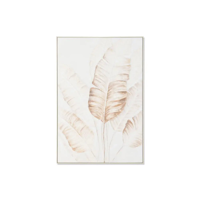 Пластно Home ESPRIT Бял Бежов Листи Скандинавски 102,5 X