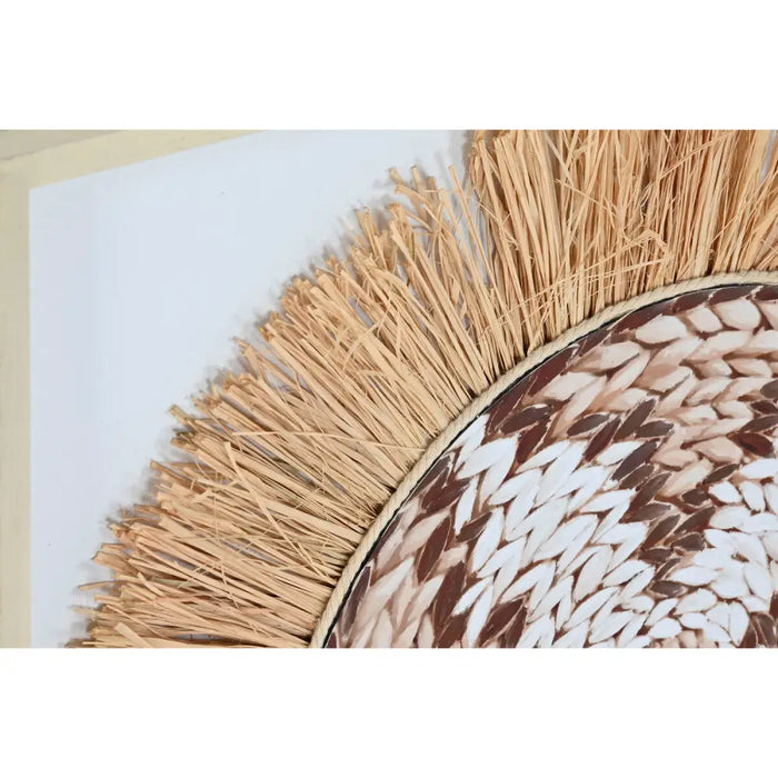 Пластно Home ESPRIT Бял Естествен Boho 60 x 3 x 60 cm (2