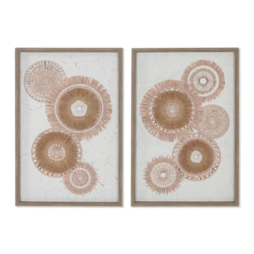 Пластно Home ESPRIT Бял Естествен Boho 40 x 3 x 60 cm (2